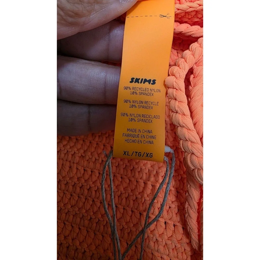 NWT Skims Women Orange Swim Cover Up Crochet Mini Skirt Adjustable Drawstring XL
